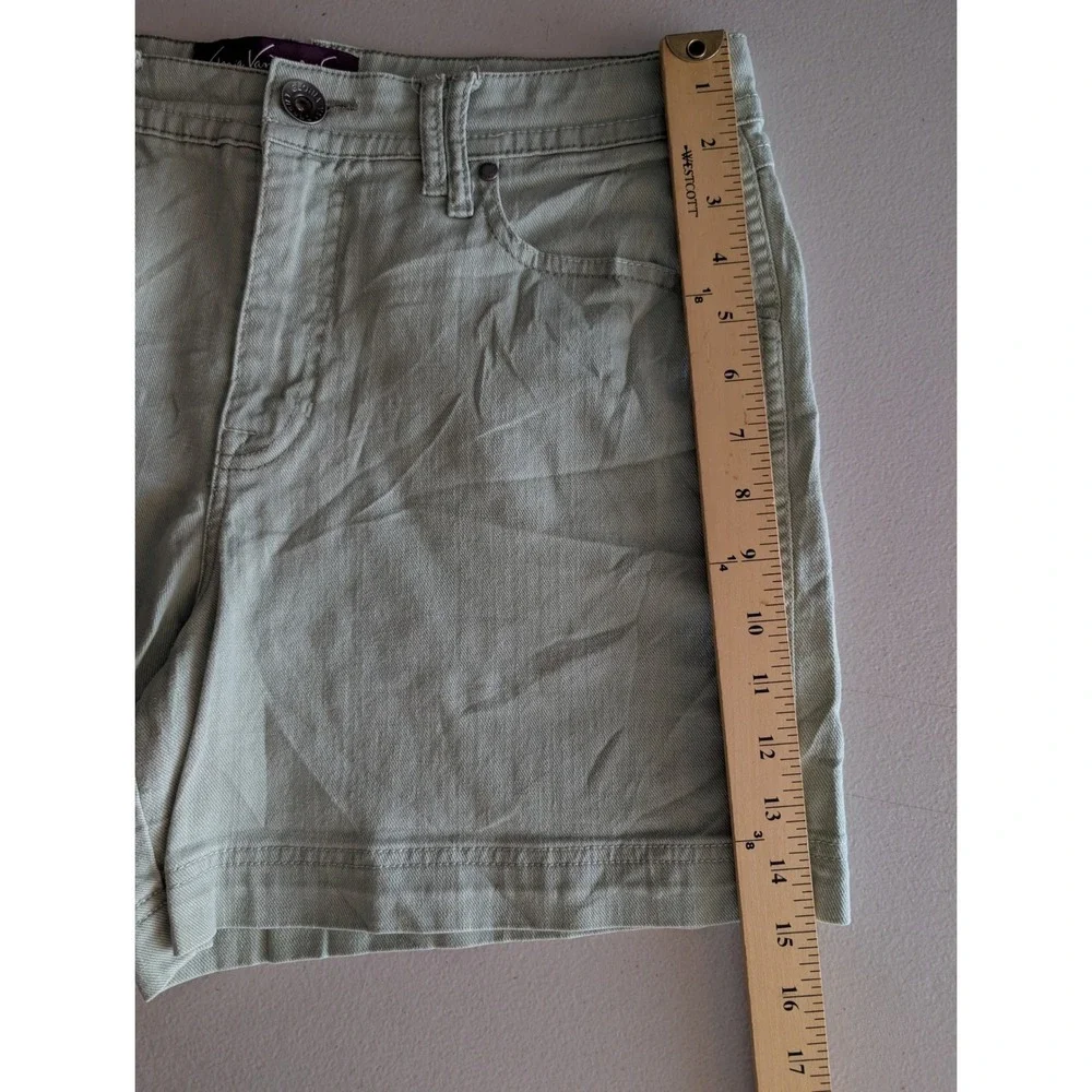 Gloria Vanderbilt Womens Sage Green Denim Shorts Mid Rise Casual Summer Size 14
